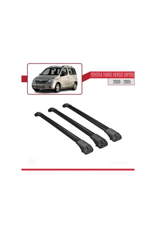 Toyota Yaris Verso Xp20 2000-2005 Arası İle Uyumlu Ace-1 Ara Atkı Tavan Barı Siyah 3 Adet Bar