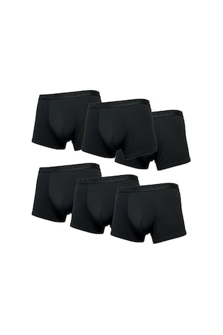 Erkek 6 Lı Boxer Seti Siyah Renk Esnek Bel Lastikli Modal Siyah