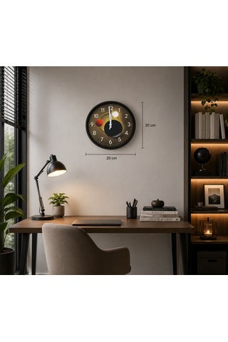 Galaksi Işıklı 20x20 Cm Dekoratif Duvar Saati Siyah