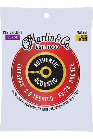 Martin Co Ma175t Sp Lifespan Treated Akustik Gitar Teli Custom Light 11-52