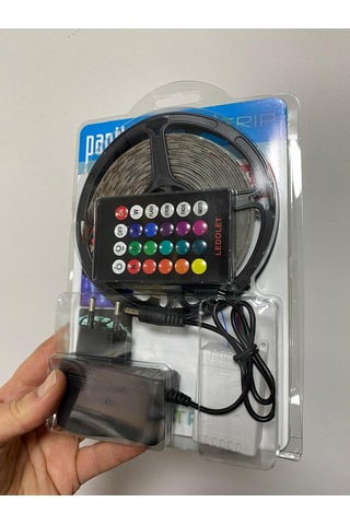 Panther Rgb Şerit Led, Renkli Led Şerit, Uzaktan Kumandalı, Adaptör Dahil, Dekoratif Aydınlatma 5 Mt