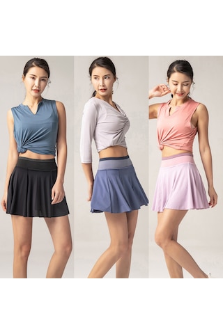 Skycity Spor Etek Şort: Nefes Alabilen, Hızlı Kuruyan, Yüksek Belli Antrenman Eteği Cep Detaylı SiYAH