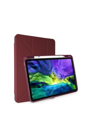 Apple iPad Uyumlu Air 4 10.9 Kılıf Kalemlikli Mars Tablet Kılıfı - Mürdüm Diğer