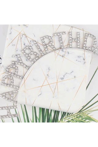 Mey İthalat Gümüş Kristal Taşlı Happy Birthday Doğum Günü Tacı İthal Ürün A Kalite 17x16 Cm