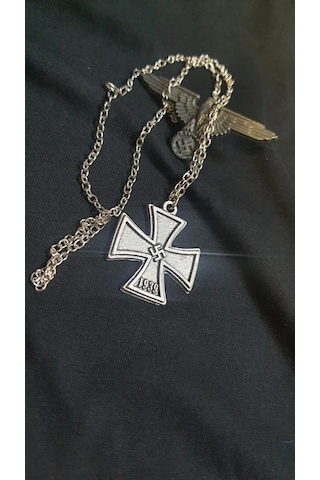 Swastika Cross Antik Kolye Gümüş
