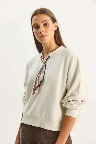 Shade Kadın Fular Detaylı Pamuklu Ottoman Sweatshirt 6931 60283689 - Bej