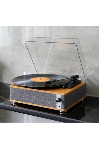 Fomix Fm-109 Gri Hoparlörlü Bluetoothlu Pikap Plak Çalar Gri