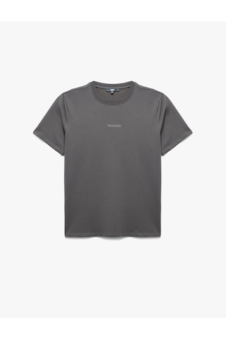 Koton Kısa Kollu Bisiklet Yaka Regular Fit Pamuklu Minimal Baskılı Tişört Antrasit 5sam10440hk Antrasit