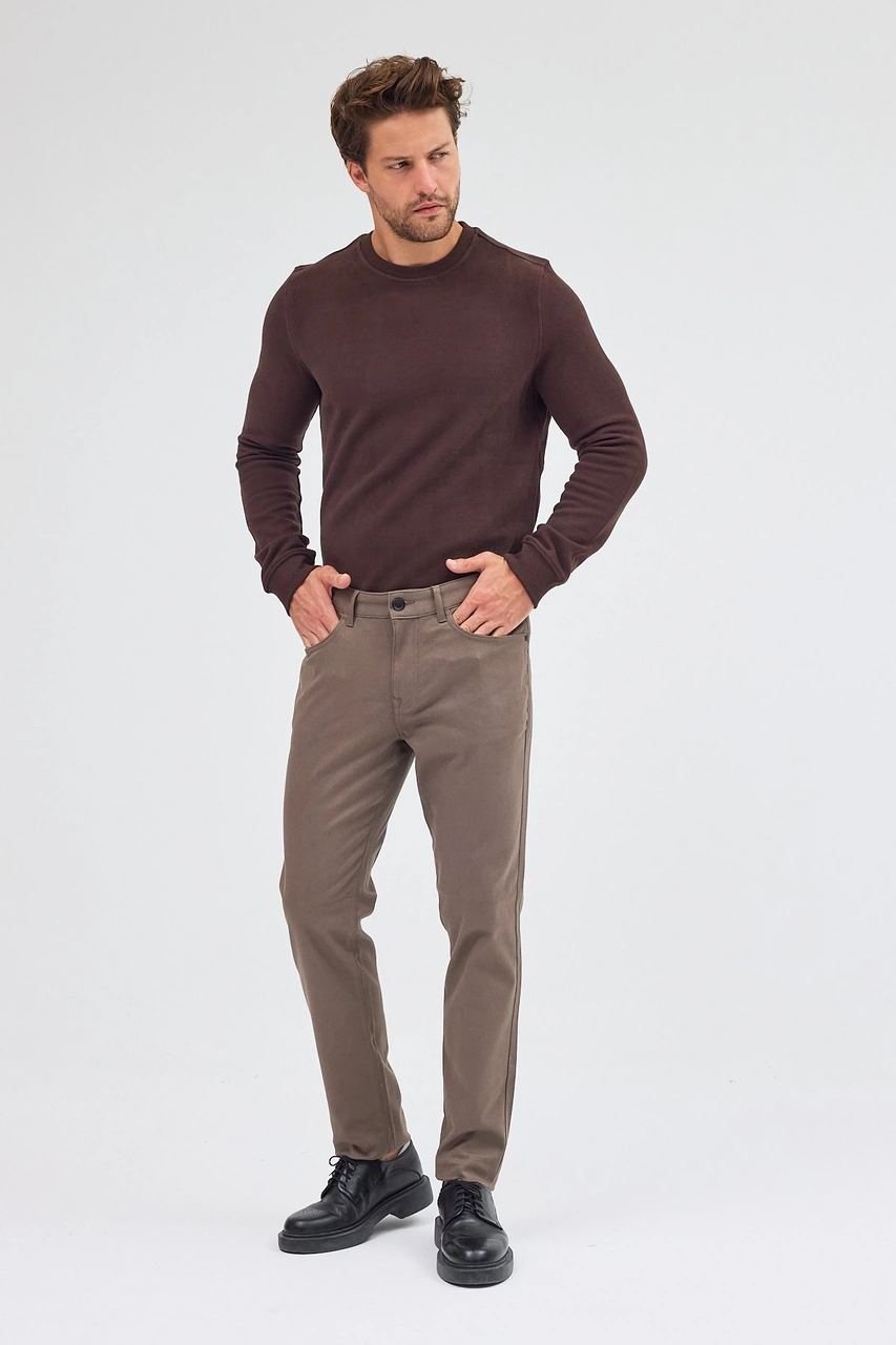 İmza Haki 5 Cep Düz Paça Pamuklu Slim Fit 5 Cep Casual Pantolon 1003255154 Haki