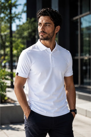 Luxıc Core Erkek Polo Yaka Beyaz Tişört Likralı Pike Kumaş Terletmez Slim Fit Günlük Şık Tasarım
