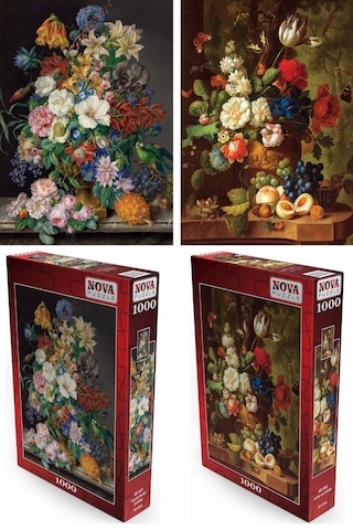 Nova Puzzle 2x1000 Parçalık Vazoda Çiçekler İkili Puzzle/yapboz Seti