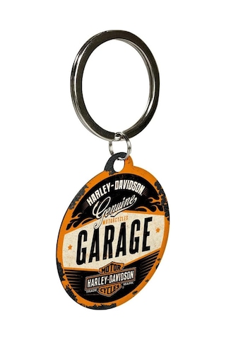 Nostalgic-art Retro Anahtarlık, Çap 4 Cm, Harley-davidson - Garaj - Bisikletçiler İçin Hediye Fikri, Orijinal Lisans Altın