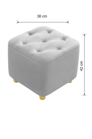 Most Hallow Kapitoneli Kare Puf 22 Gri Kadife Kumaş Evinize Tesl