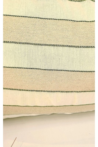 Keten Bohem Fırfırlı Vintage 2'li Dikdörtgen Kırlent Kılıfı Çizgili