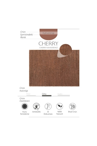 Cool Halı Cherry Kahverengi Doğal Jüt Halı El Dokuma Hasır Halı Dekoratif Jüt Örgü Halı