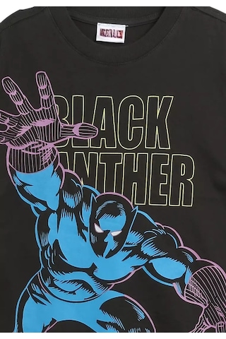 Lolliboomkids Yeni Sezon Siyah Renk Panter Karakter Baskılı Sırt Baskı Detaylı T-shirt Siyah