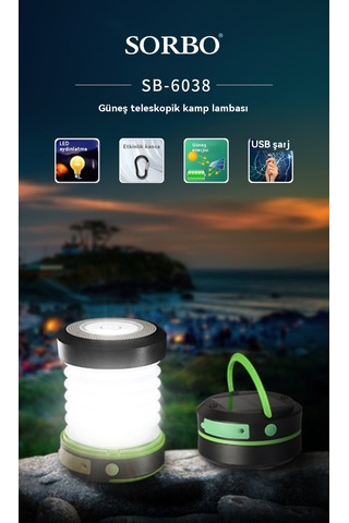 Jian Fan Açık Dağcılık Taşınabiler Geri Çekilebilir Kamp Işık Güneş Şarj Aydınlatma Kamp Işğı Yeşil Yeşil