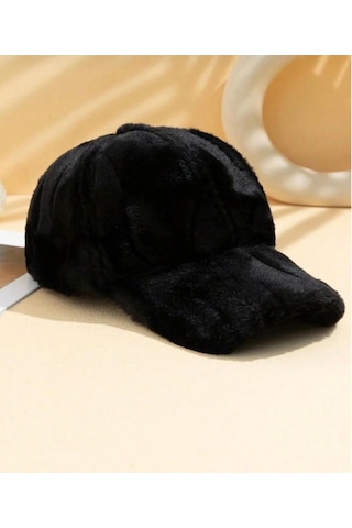 Kadın Kışlık Soft Peluş Kep Şapka Siyah