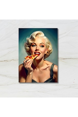 Retro Marilyn Monroe Pizza Poster - 20x28 Cm Duvar Dekoru