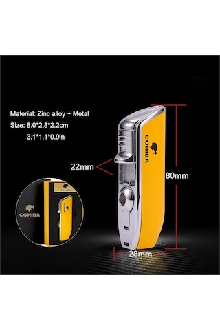 Cohiba Ccm0214 3 Jet Torch Puro Çakmağı Sarı Metal