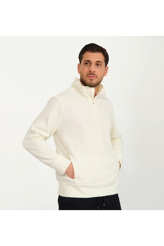 Nors Vanir Basic Yarım Fermuarlı Polar Sweatshirt Ekru 001