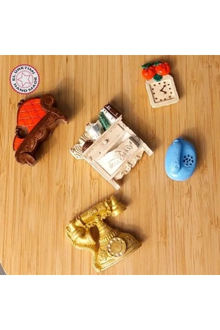 Uretti - Pınar 2572 - 9186 El Yapımı 5'li Tematik Minyatür Eşyalar Magnet 5