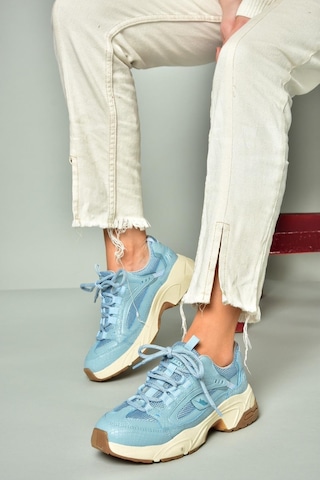 Fox Shoes U312414209 Mavi Kalın Tabanlı Spor Ayakkabı Sneakers Mavi-suni Deri Çok Renkli