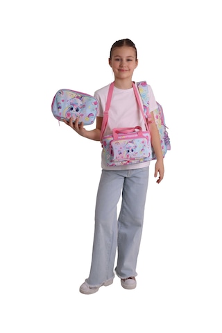 Kaukko Kids Magic Pembe Renk Kız Çocuk Üçlü İlkokul Okul Çantası Seti/takımı - Setkk-l5283d
