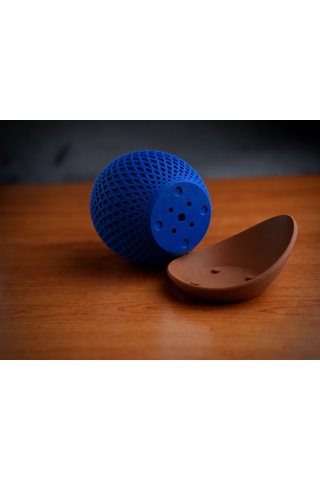 3d Baskı Küre Saksı - Kafes Dokulu İki Parçalı Dekoratif Saksı - Mavi-kahverengi 50401642