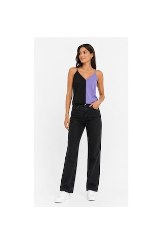 Onno Style Women Kolsuz Askılı V Yaka Triko Kadın Bluz Lila