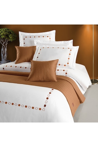 Pasioni Saten Elegante Hardal Nakışlı Çift Kişilk Nevresim Takımı