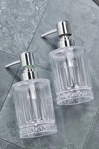 Grimorlife 2 Adet Akrilik Kristal Sıvı Sabunluk Mutfak Banyo Sabunluk Seti- 200 Ml Cam Değildir Şeffaf