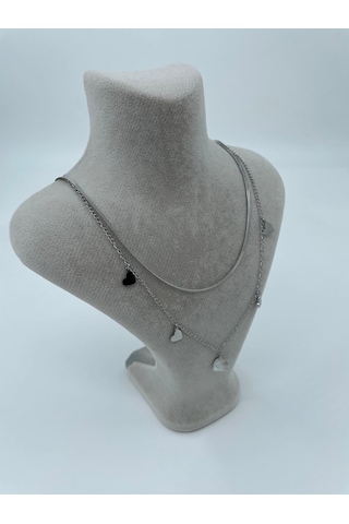 Xbaby İkili Kalp Gümüş Renk Çelik Kolye Gümüş