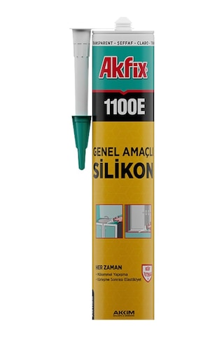 Akfix 1100e Genel Amaçlı Silikon Elastik Yapıştırıcı, Banyo Mutfak Cam Montaj Ve İzolasyon İçin Şeffaf Diğer