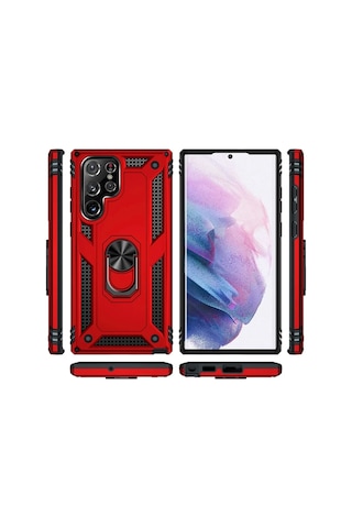 Cosmotex Newface Samsung Galaxy Uyumlu S21 Ultra Kılıf Sofya Yüzüklü Silikon Kapak - Siyah