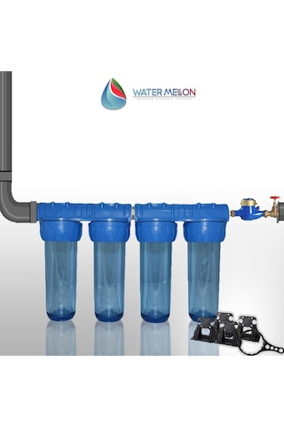 Watermelon Daire Bina Sayaç Girişi 4 Aşama Su Arıtma Sistemi Toz Tortu Çamur Pas, Klor, Kireç Önleyici Set