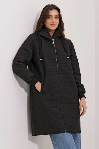 Gabriaa Fermuarlı Kapitone Mont Siyah