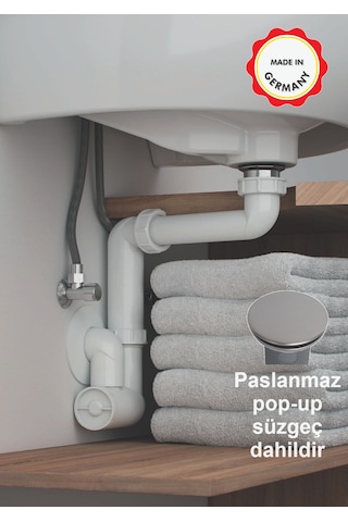 Dallmer Yer Kazandıran Lavabo Sifonu Paslanmaz Pop-up Süzgeçli Kolay Temizlenir Koku Önleyici Gider