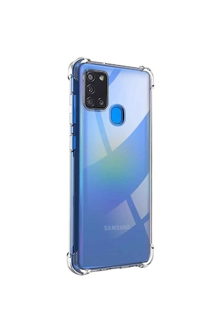 Samsung Galaxy Uyumlu A21s Shock Absorbing Darbe Emicili Şeffaf Silikon Kılıf Şeffaf