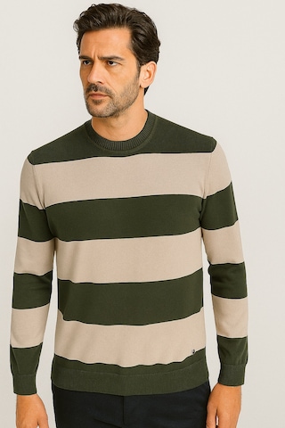 Erkek Bisiklet Yaka Triko %100 Pamuk Haki 3774 Haki