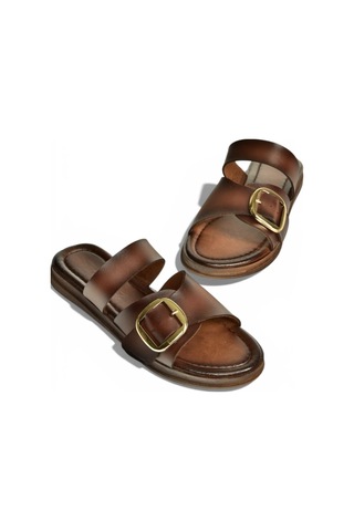 Fox Shoes Y390350703 Kahverengi Hakiki Deri Kadın Terlik Kahverengi
