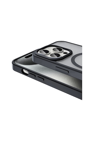 Apple Uyumlu iPhone 14 Pro Max Kılıf Magsafe Şarj Özellikli Mat Arka Yüzey Redclick Sio Kapak - Siyah