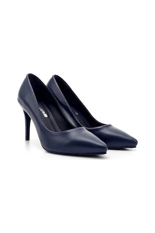 Gönderi R Lacivert Platinum Sivri Burun İnce Topuklu Hakiki Deri Stiletto Lacivert