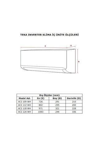 Teka ACI 118 WH - ACO 118 WH A+ 18000 BTU Duvar Tipi Klima