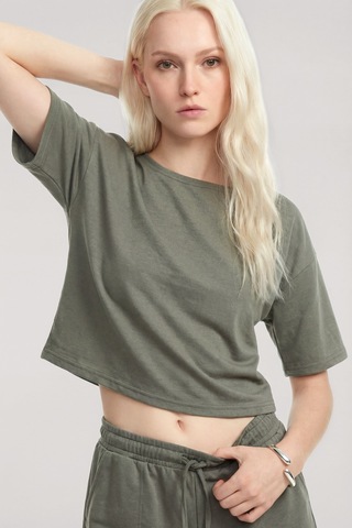 Akbeniz Kısa Kollu Şortlu Pijama Takımı Haki
