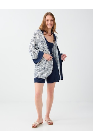 Jimmy Key Jimmy Key Lacivert Etnik Desenli Uzun Kol Dokuma Kimono 6sw147742494