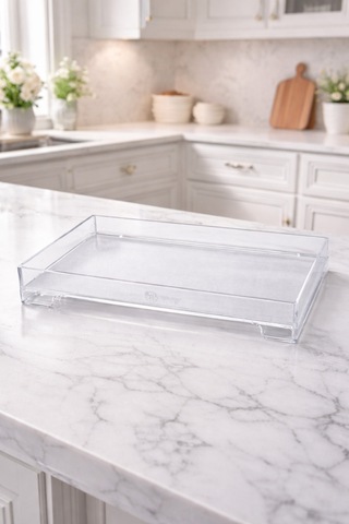 Makri Home Şeffaf Sert Plastik Servis & Nişan Tepsisi Şeffaf