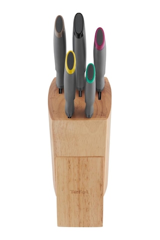 Tefal Fresh Kitchen Ahşap Blok & 5 Parça Bıçak Seti 001 Siyah
