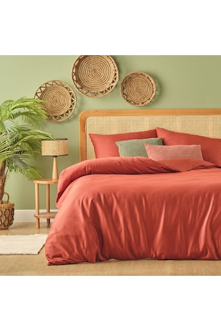 Bella Maison %100 Pamuk Saten Supreme Basic Çift Kişilik Nevresim Seti Kiremit 200 x 220 CM Kiremit