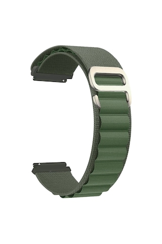 Caseonn Amazfit Stratos 3 Kordon Titanyum G-kancalı Alpin Kumaş Kayış Yeşil